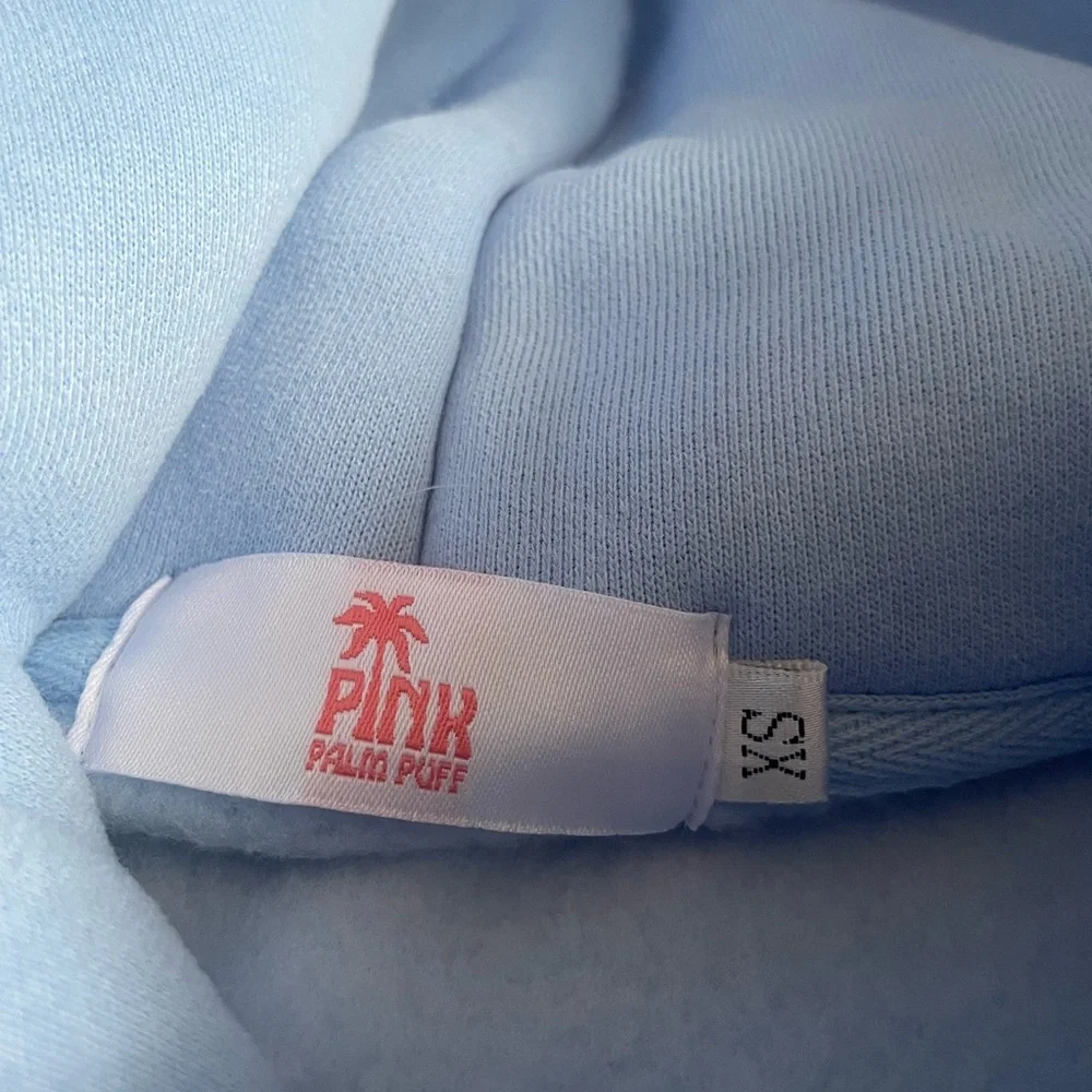 Blue Pink Palm Puff Hoodie - Picture 4 of 5